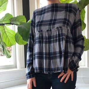Bella Dahl Plaid Knit Blouse